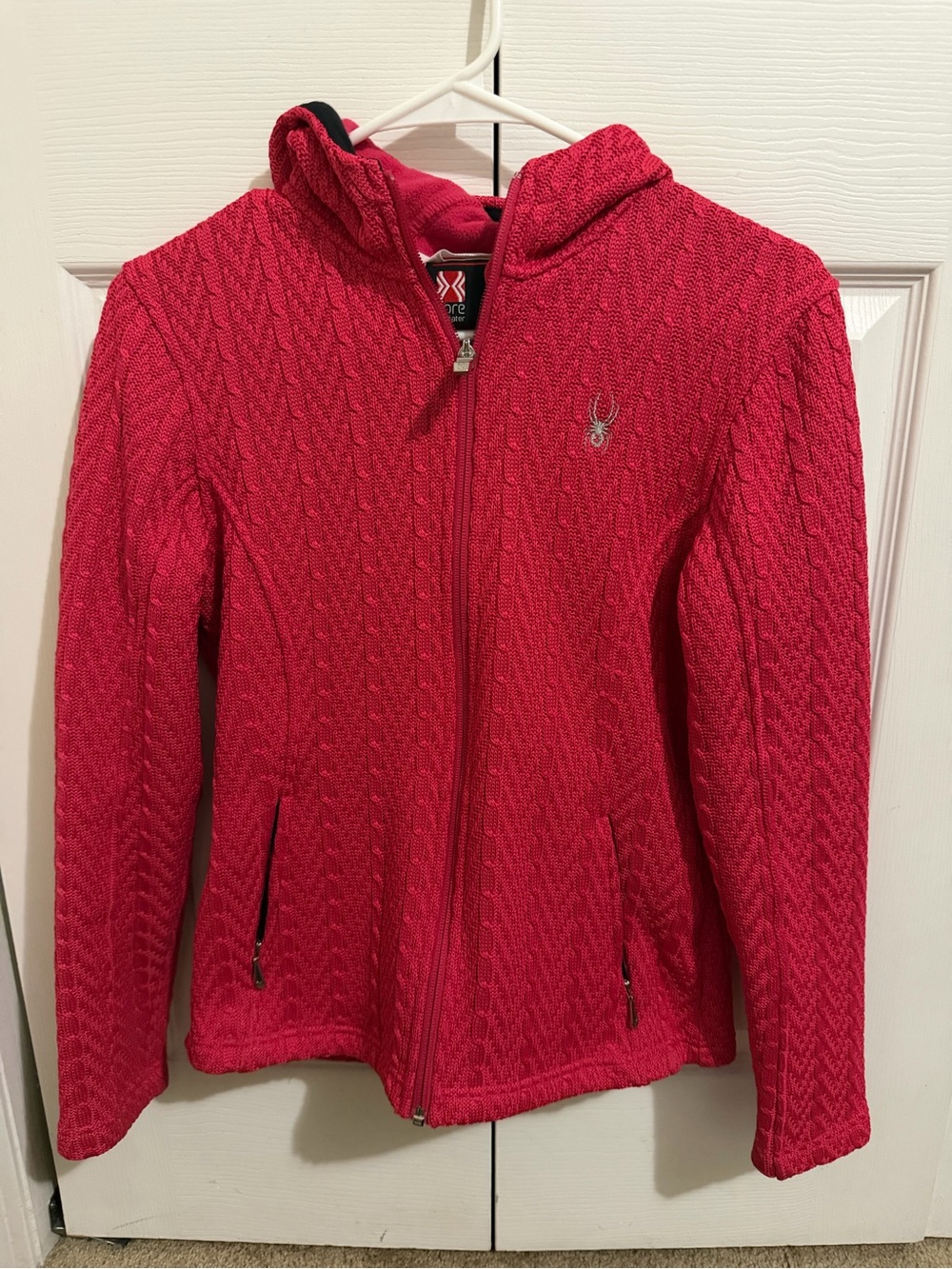 Spyder Women’s Pink Cable-Knit Hooded Sweater